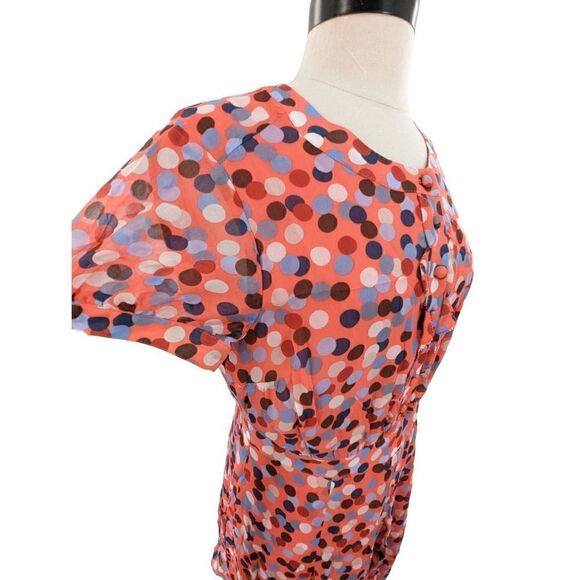 Boden Women Peach Pink Polka Dot Short Sleeve Midi Dress Size 6 - Picture 7 of 16